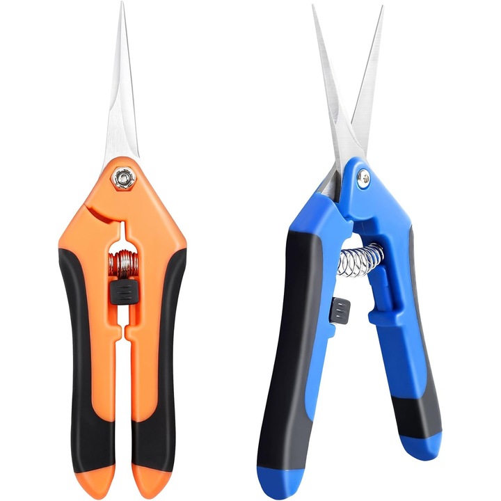 Set foarfeci de gradinarit, 2 perechi, design ergonomic, lame din otel inoxidabil, multicolor