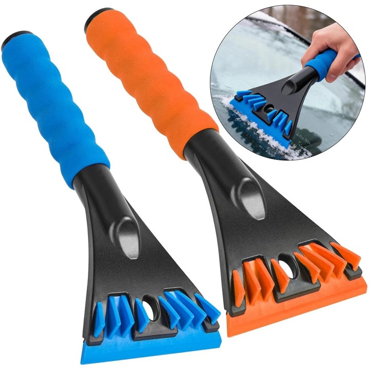 Set lopata de dezghetare auto, 2 piese, material ABS, ergonomic, compact, pentru parbrize, iarna
