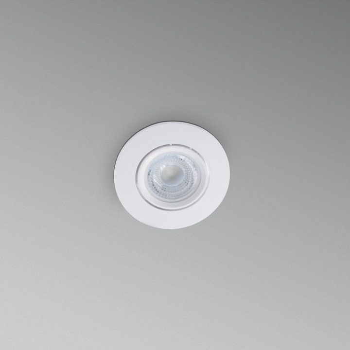 Spot Rotund Incastrat Century, Alb, Diametru 90mm, Inaltime 25mm, Directionabil