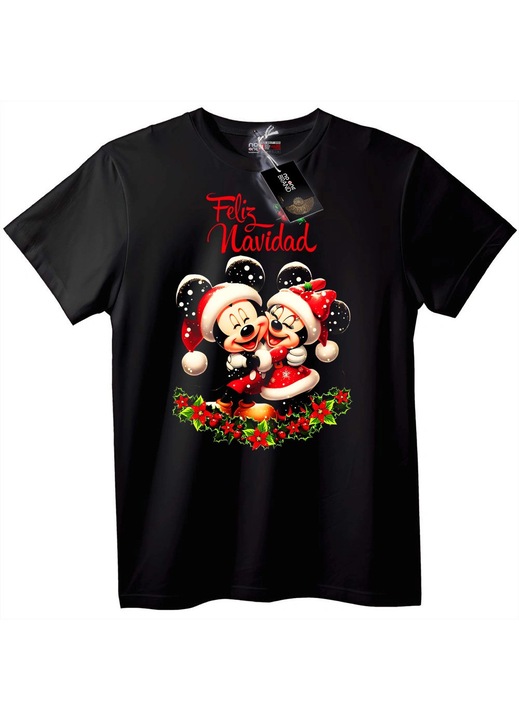 Mickey & Minnie karácsonyi póló, fekete, 7XL