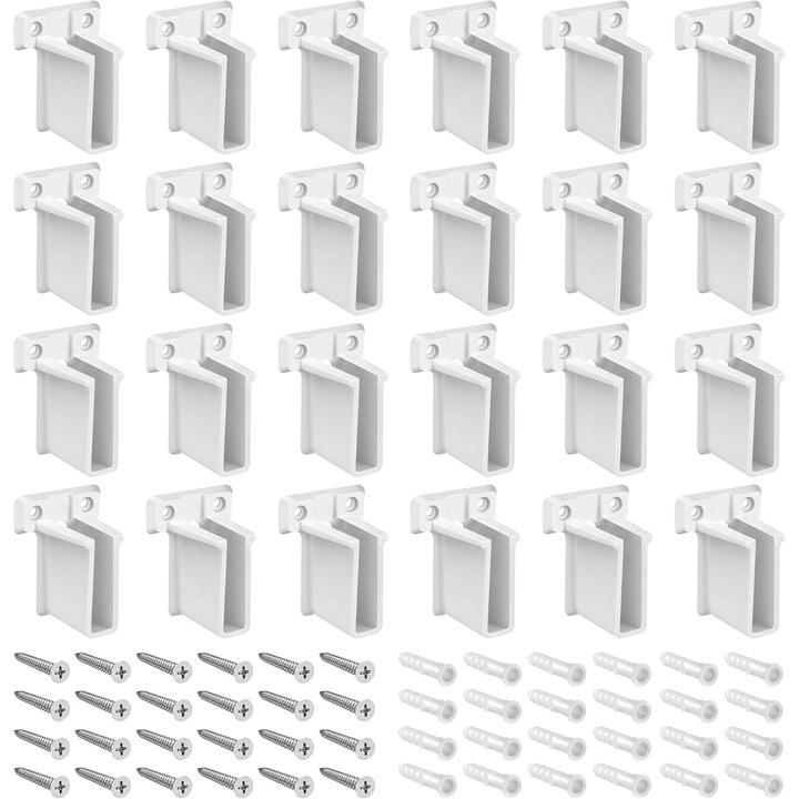 Set 12 suporturi pentru rafturi din plastic alb, feronerie pentru dulapuri