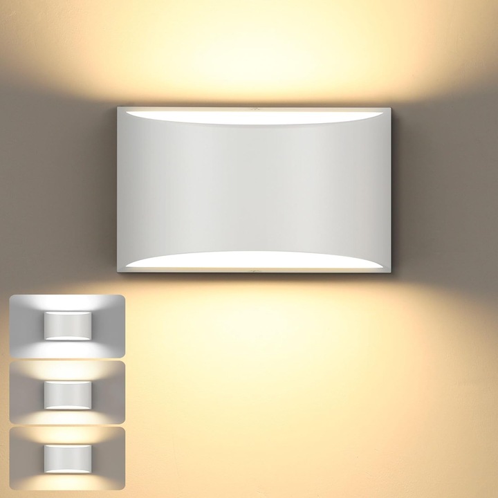 Aplica LED dimabila, 3000K/4000K/6000K, aluminiu, 12W, negru, montaj pe perete