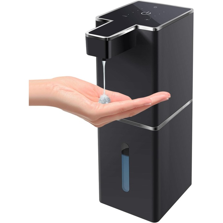 Dispenser automat de sapun, capacitate 380 ml, reincarcabil, montabil pe perete, 4 setari de dozare, impermeabil IPX5