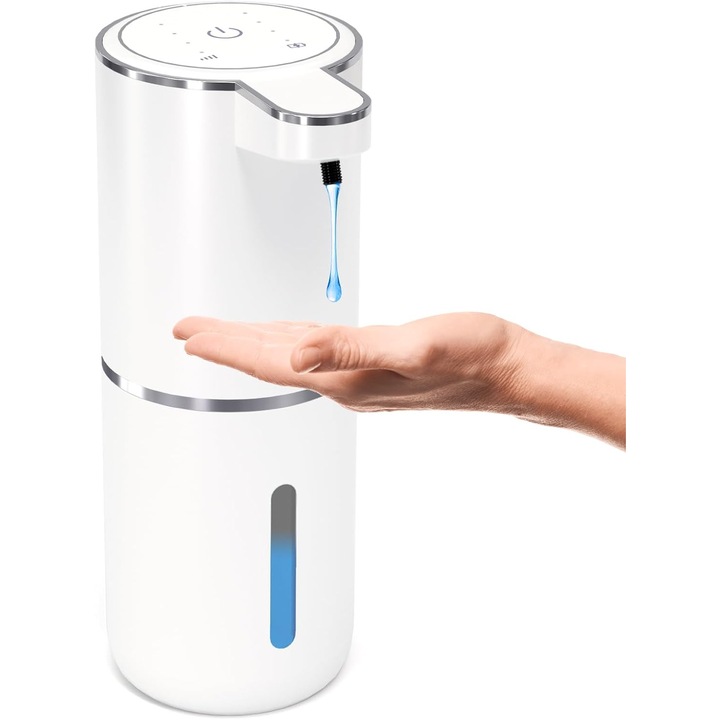 Dispenser automat de sapun, capacitate 380ml, 4 setari ajustabile, montare pe perete, alb