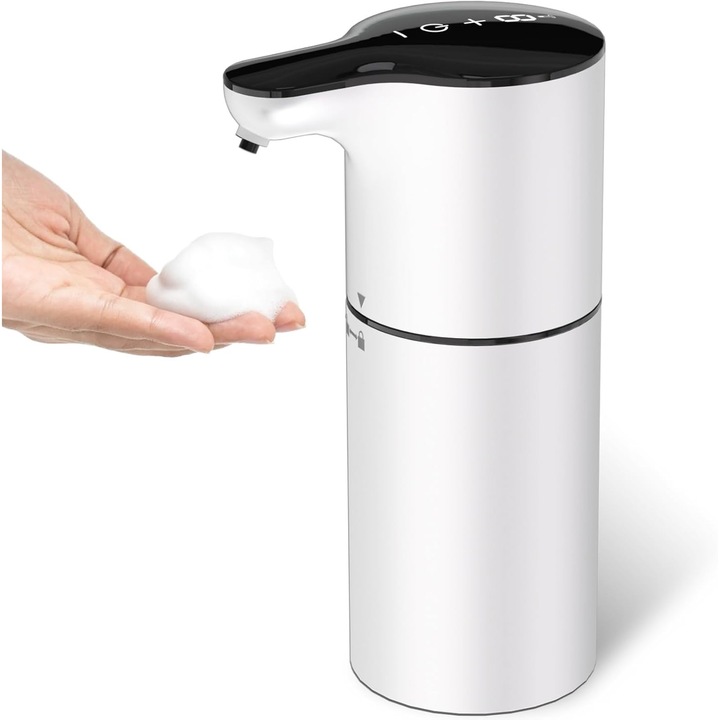Dispenser automat de sapun spumant, 400ml, 8 viteze, incarcare USB-C, waterproof IPX6, set pentru baie