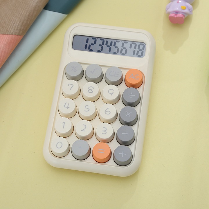 Calculator de birou, culoare off-white, pentru profesori si studenti, functii de calcul procentual