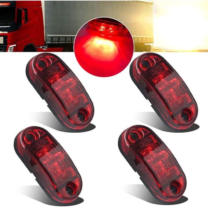Set de 10 lumini de marcaj laterale rosii, 10V-30V, universale pentru utilizare fata si spate, potrivite pentru masini, remorci, camioane, RV-uri, furgonete si motociclete.