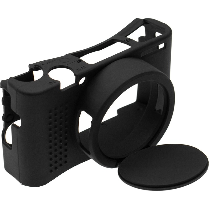 Husa protectoare pentru camera, silicon, protectie suplimentara pentru obiectiv, neagra, pentru Sony Cybershot DSC-RX100M7