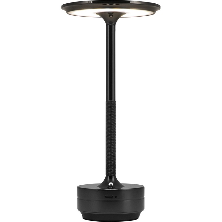 Veioza wireless, 27cm, argintie, design modern, cu acumulator reincarcabil