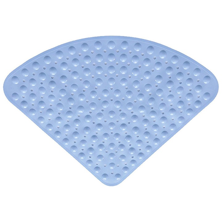 Covoras de dus coltar antiderapant, 65x65cm, material PVC, albastru, pentru bai interioare