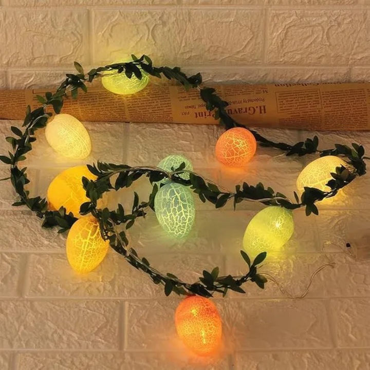 Dekoratív füzér 10 LED-es húsvéti tojás alakú fénnyel, 200cm, többszínű