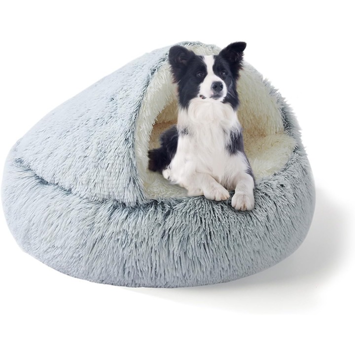 Culcus pentru caini, 40x40cm, design cu capac ajustabil, material plusat, suport lateral ridicat