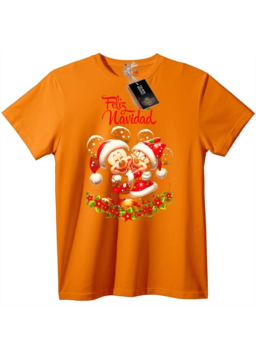 Mickey & Minnie karácsonyi póló, narancssárga, S