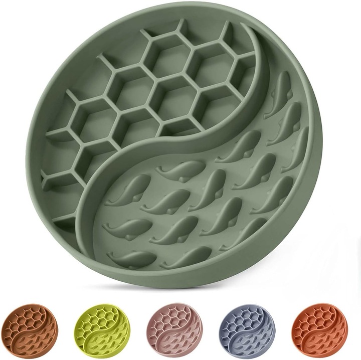 Castroana pentru caini din silicon, cu ventuza, design cu modele, 1-2 cani, verde