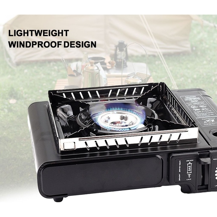 Deflector de vant pentru aragaz pe gaz, inox, 21x21x2.5cm, ideal pentru camping