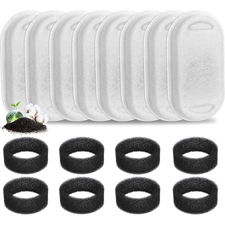 Filtru de apa pentru fantanite pentru pisici, set de 8 cartuse, compatibil cu fantanite din otel inoxidabil, 3.2L