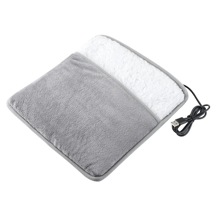 Incalzitor electric pentru picioare, gri, 29x29x2.5cm, set de relaxare pentru iarna
