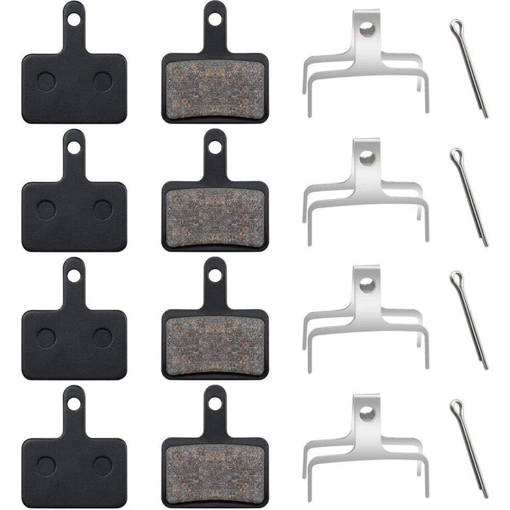 Set 8 perechi frane disc bicicleta, negru, semi-metalice, performanta excelenta, compatibile cu mai multe modele