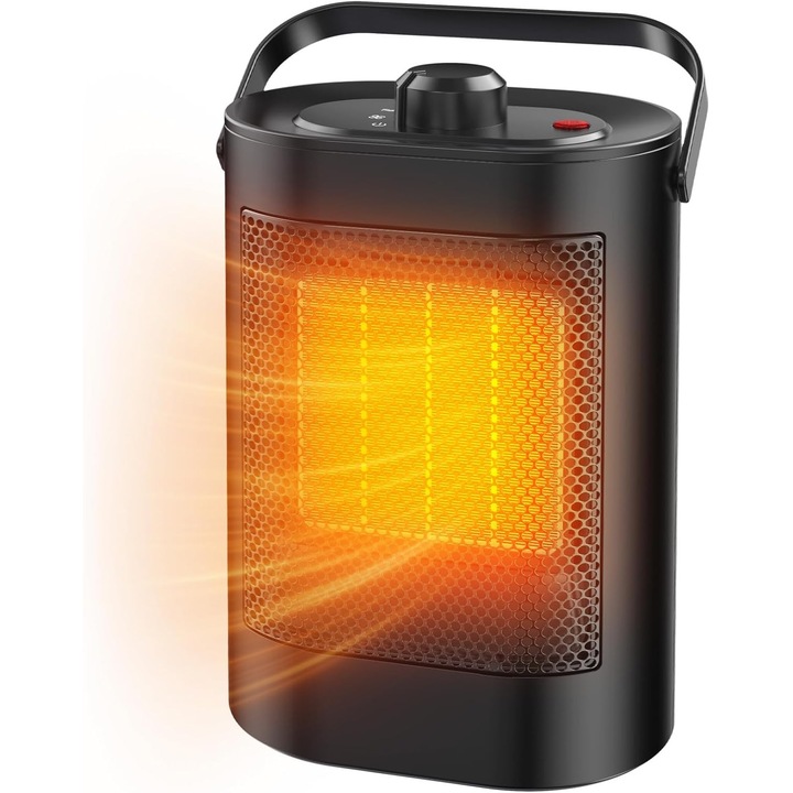Elektromos hősugárzó, 3 üzemmód, PTC kerámia fűtőelem, hordozható, 1000W-1500W, kompakt