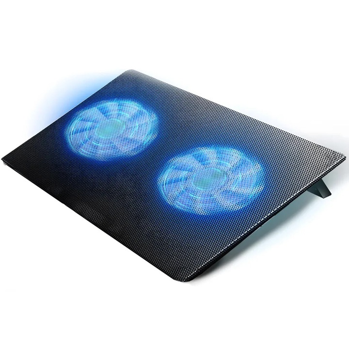 Suport racire laptop, 12-15.4 inch, 2 ventilatoare LED, ajustare unghi 6 niveluri, 34x25x2.5cm
