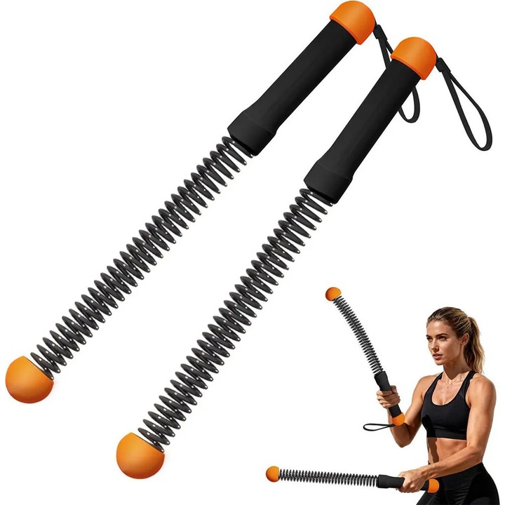 Vezeték nélküli edzőkötél, 2 darabos szett, hordozható, fekete/narancssárga, 43cm, HIIT és kardió edzéshez