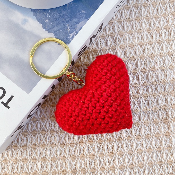 Set de brelocuri handmade in forma de inima, rosu