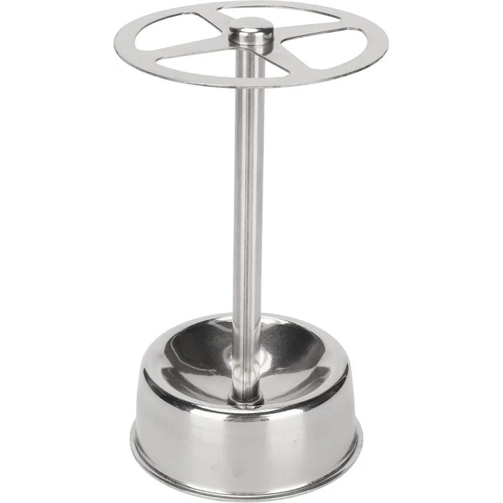 Suport pentru periute de dinti din otel inoxidabil, design umbrela, 4 sloturi, argintiu, 6.6x11.7cm