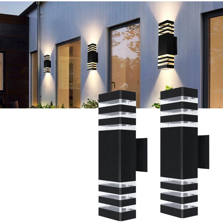 Aplica LED exterior 15 inch, 14W, lumina alba 4000K, aluminiu, impermeabila IP65, montaj perete, set de instalare inclus