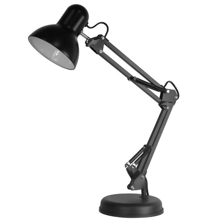 Veioza birou pliabila, neagra, cu baza stabila, lumina ajustabila