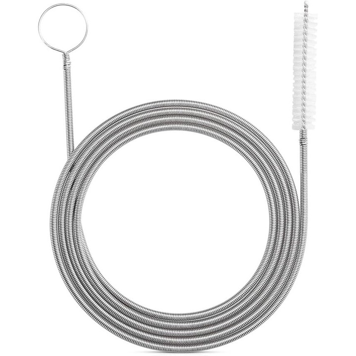 Perie de curatare pentru conducte, 61 inch, otel inoxidabil si nylon, flexibilitate mare, durabila