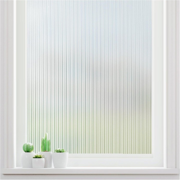 Folie decorativa din sticla mata, 45x200cm, protectie UV, anti-reflexie, set reutilizabil