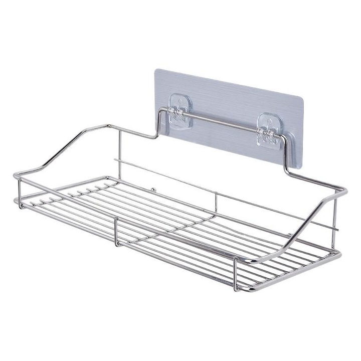 Suport de baie din otel inoxidabil, suport de perete, design cu drenaj, 30x15x10cm