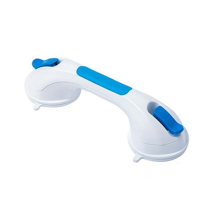 Suport de baie cu ventuza, bara de prindere, instalare usoara, compacta, alba