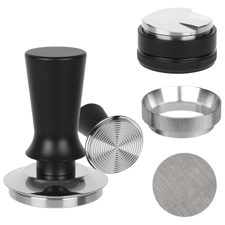Set Accesorii Espresso 53mm, Dispenser Ajustabil, Nivelator, Tamper, Reutilizabil, Portabil
