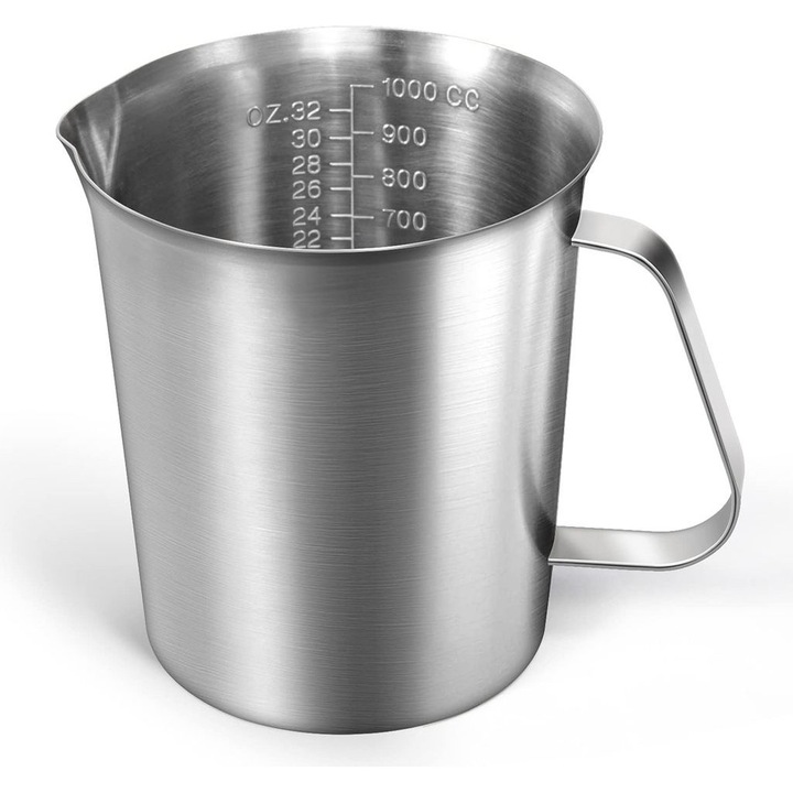 Cupa de masurare din otel inoxidabil, 9.7x13cm, 3 in 1, argintie