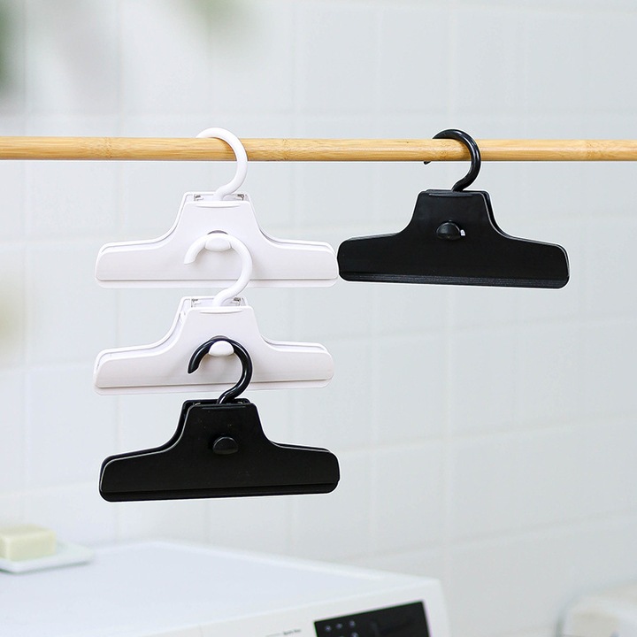 Set de 4 umerase pentru pantaloni cu clipsuri, negru si alb, dimensiuni mari