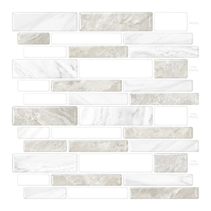 Set de 10 stickere decorative 3D autocolante cu efect de gresie, 30x30cm, pentru bucatarii si bai