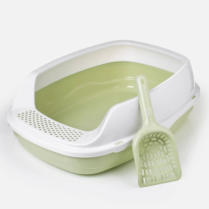 Litiera pisica deschisa cu lopatica inclusa toaleta pisici tava nisip anti miros usor de curatat Nexo 53x39x20cm