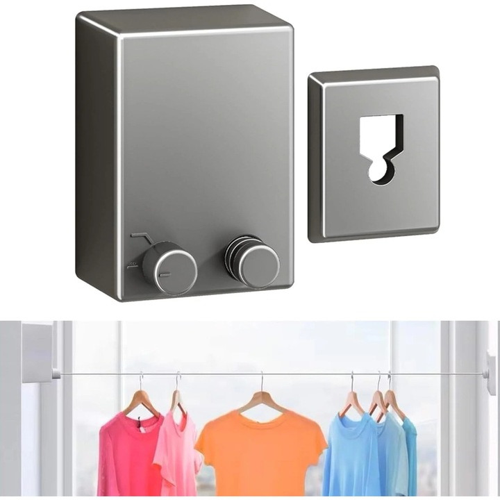 Uscator rufe retractabil, 4.2 metri, capacitate 20 kg, gri, set de instalare fara gaurire