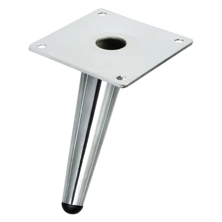 Set de 4 picioare de mobilier, metalice, cromate, 12 cm, 80x80x3 mm