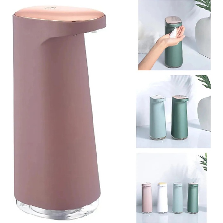 Dispenser automat de sapun, 450ml, cu senzor, impermeabil IPX4, roz