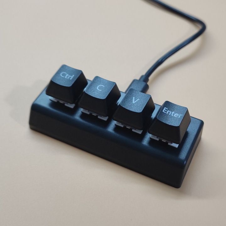 Tastatura mecanica mini USB cu 4 taste, neagra, 1.5m cablu