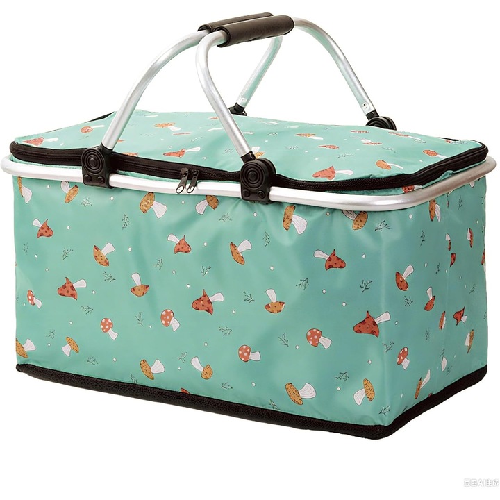 Cos picnic izolat, capacitate mare, design pliabil, verde deschis, 600D Oxford