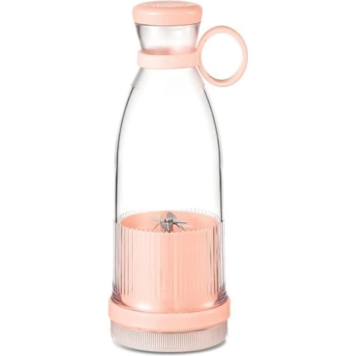 Blender portabil, USB, cu 6 lame, design compact, pentru sucuri si smoothie-uri, multicolor, 300ml