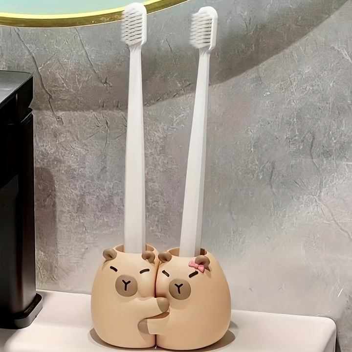 Suport periute de dinti cu animale cartoon Kapibala, set, pentru baie, multicolor