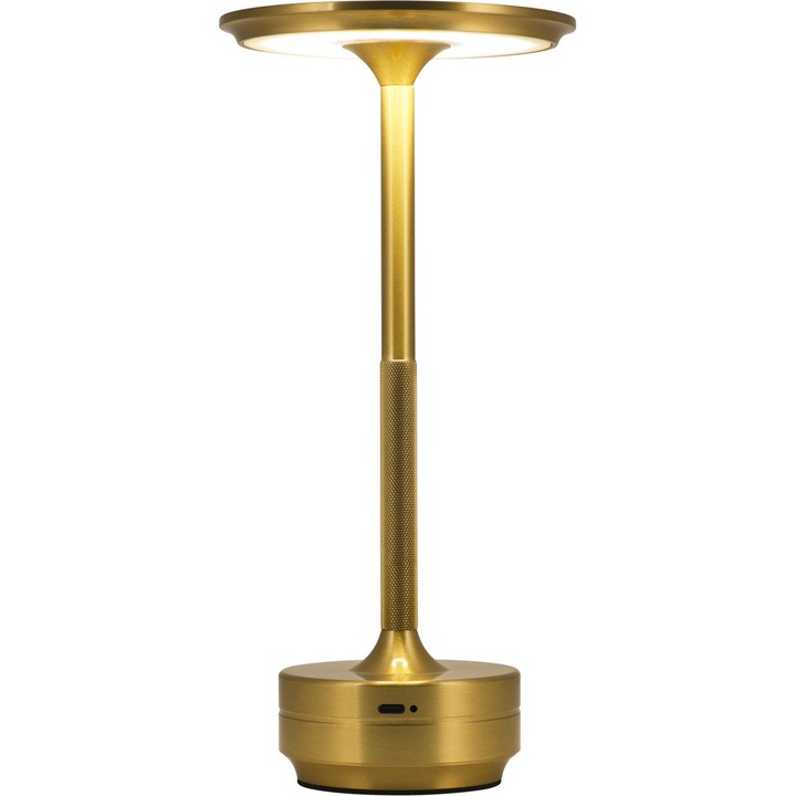 Veioza wireless, 27cm, argintie, design modern, cu acumulator reincarcabil