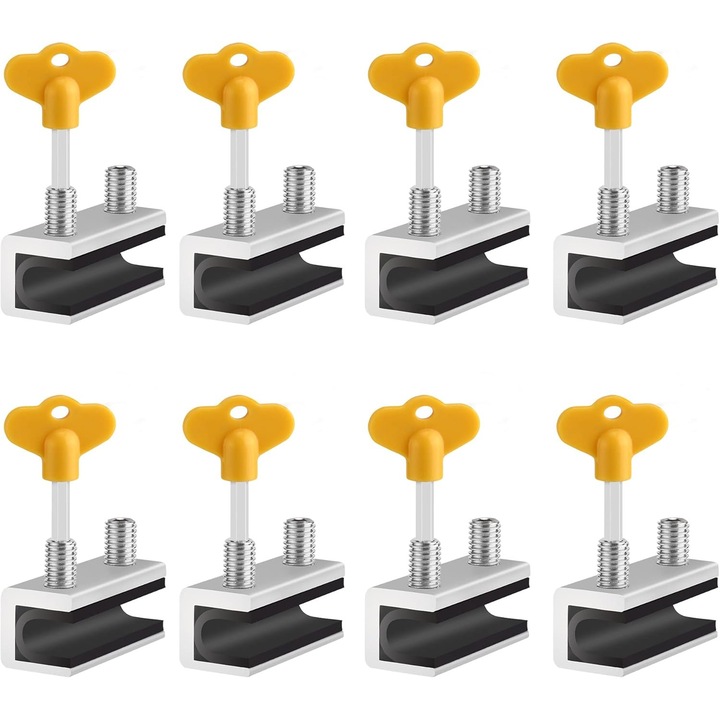 Set de 8 incuietori pentru feronerie de fereastra, cu cheie, din aliaj de aluminiu, pentru usi si feronerie glisanta, galben, dimensiuni 2.36x0.95x0.95 in