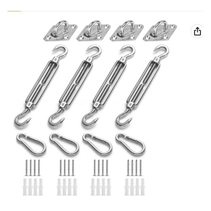 Kit accesorii corturi, hardware din otel inoxidabil, set complet, rezistent, pentru umbrire