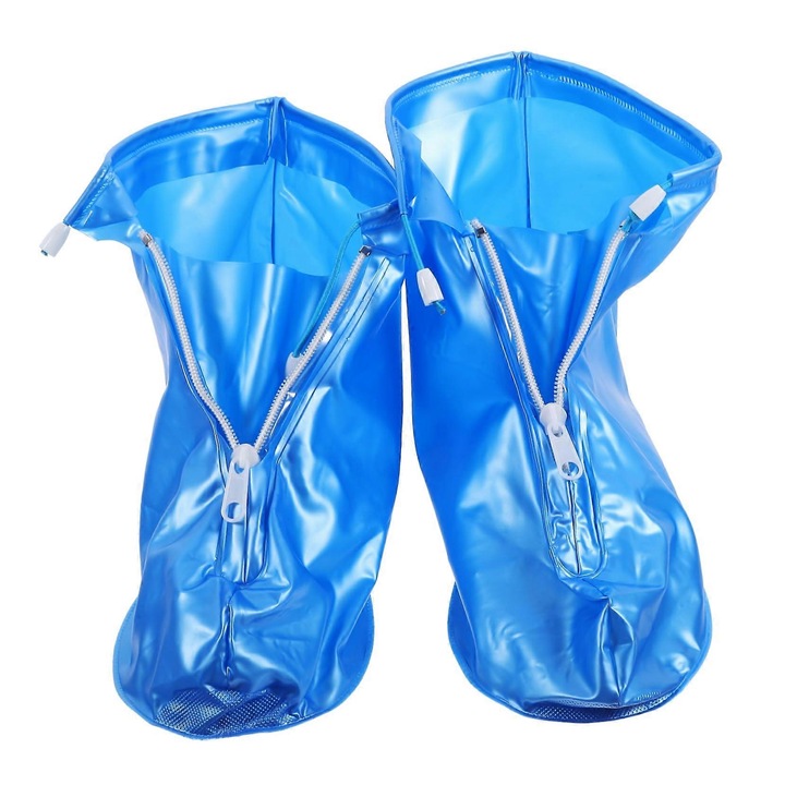 Caciuli reutilizabile pentru incaltaminte, impermeabile, cu fermoar, albastre, 30.50x21.00x12.50 cm