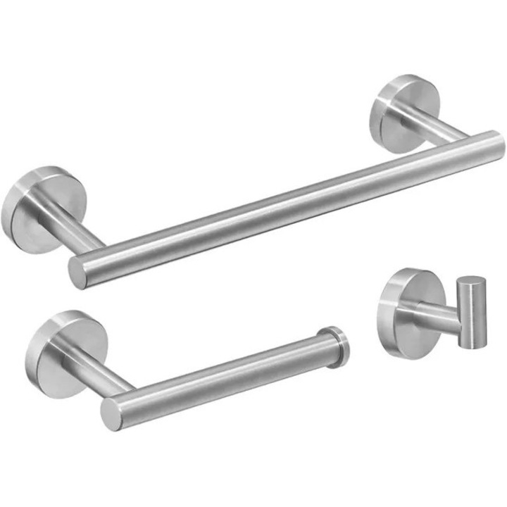 Set accesorii baie, inox, finisaj nichel periat, negru mat, montare pe perete
